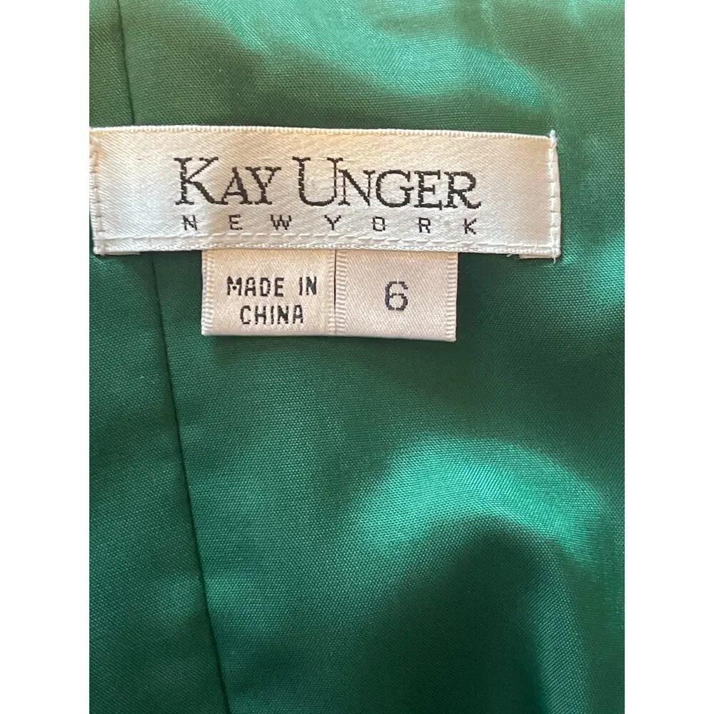 Kay Unger Silk Strapless Bubble Hem Special Occasion Party Dress Green Size 6 - Picture 7 of 8